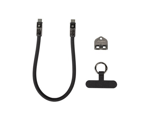 Cablu USB-C M/M cu șnur/breloc 0.3M 240W Negru