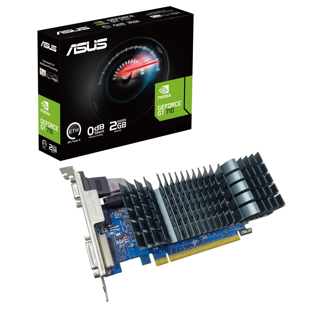 Placă grafică GeForce GT 710 2GB GDDR5 EVO pe 64 de biți DVI-D/DSUB/HDMI