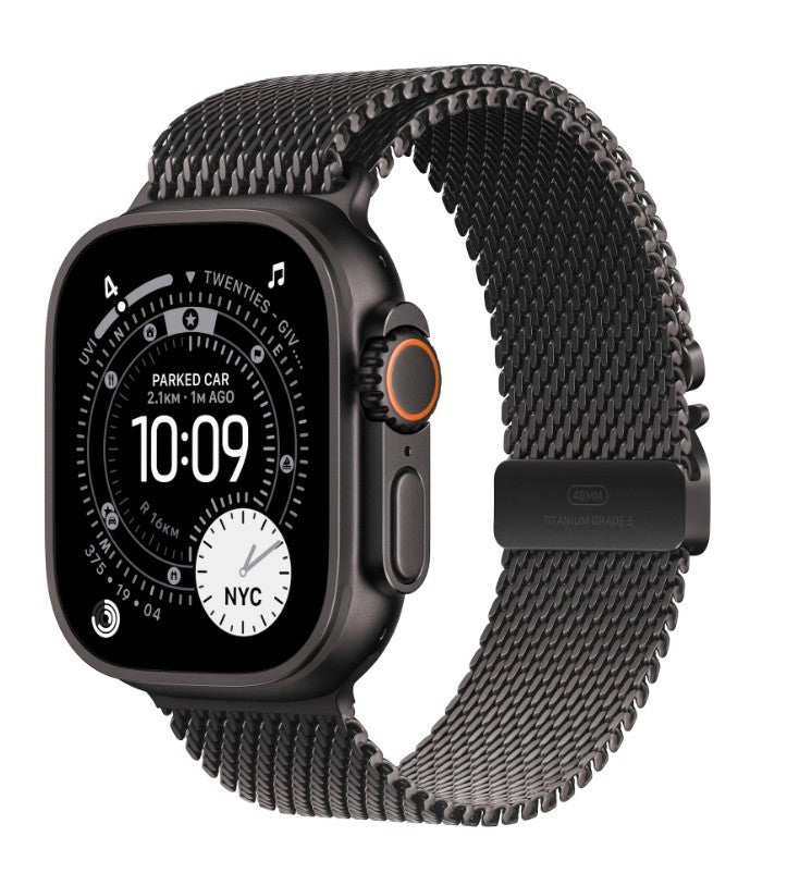 Ceas Ultra 3 GPS + Cellular, carcasă din titan negru de 49 mm, brățară milaneză din titan negru - mărimea M