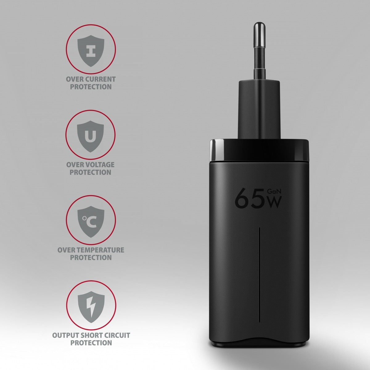 Încărcător de perete ACU-DPQ65, GaN 65W, 3 porturi (USB-A + USB-C dual), PD3.0/QC4+/PPS/Apple, negru