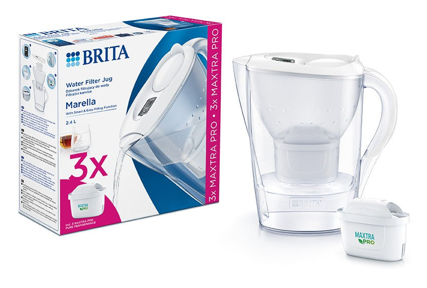 Cană filtrantă Marella de 2,4 l + 3 cartușe PRO Pure Performance albe