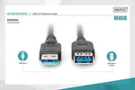 Cablu prelungitor USB 3.1 Gen.1 SuperSpeed ​​​​5Gbps Tip USB A/USB A M/F Negru 1.8m