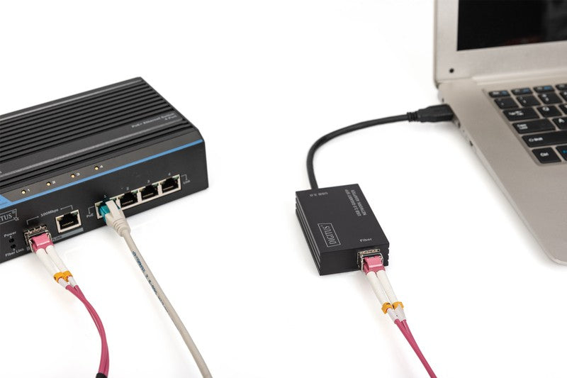 Adaptor de rețea cu fibră optică USB 3.0 A la RJ45 Gigabit SFP Ethernet 1 Gbps Chipset RTL8153