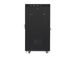 Dulap rack negru de podea 19" 27U 600x800, ușă LCD din sticlă (pachet complet)