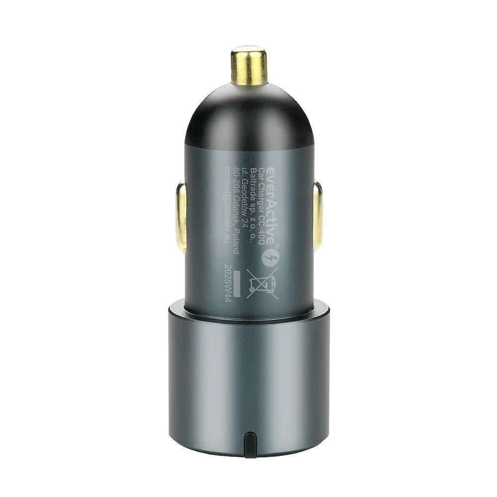 Încărcător auto CC-40Q QC3.0 60W 1X USB 2X USB-C PD Negru