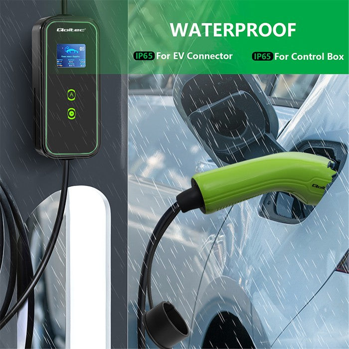 Încărcător mobil pentru mașini electrice EV cu reglare 2 în 1 Tip 2 | 11kW | CEE 5 PIN | LCD | 3 faze | Portabil | Wallbox | 5m