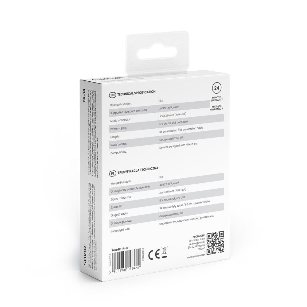 Adaptor transmițător AUX cu Bluetooth 5.3, funcție hands-free, TR-16