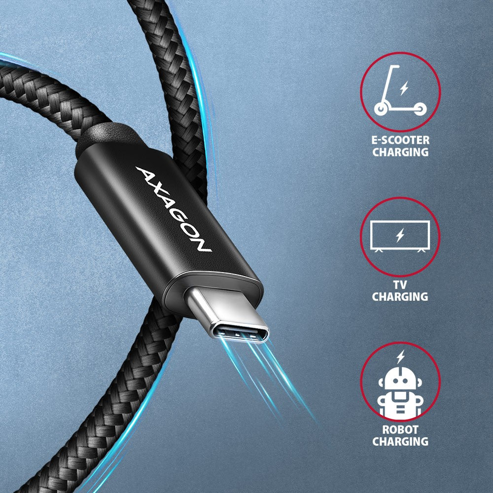 BUCM2-CM20AB USB-C - Cablu USB-C, 2.0m încărcare 5A, ALU, 240W PD, împletit, USB2.0, negru