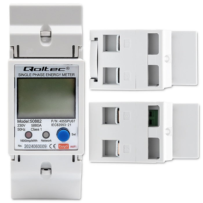 Contor electronic monofazat | Contor de energie pe șină DIN | 230V | LCD | Wi-Fi