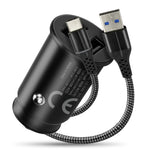 Încărcător auto CC-25C 2XUSB 12W + cablu USB-C