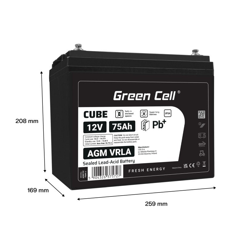 Acumulator AGM VRLA 12V 75Ah IP54