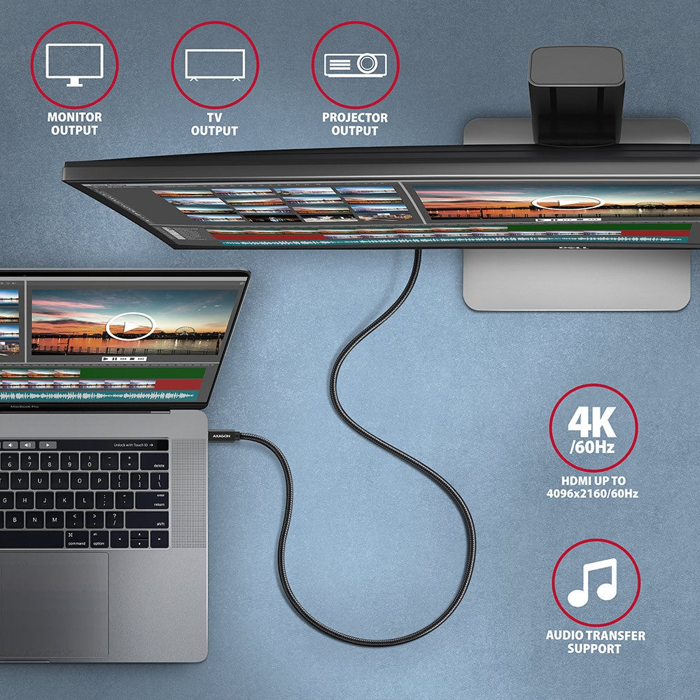 BUCM32-CM05AB Cablu USB-C - USB-C 3.2 Gen 2 0.5m, PD 100W, 5A, 4K HD, ALU, Împletit, Negru