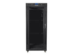 Dulap rack negru de podea 19" 27U 600x800, ușă LCD din sticlă (pachet complet)