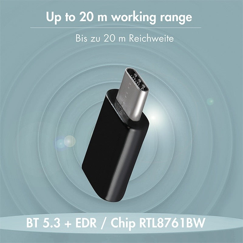 Adaptor BT5.3, USB-C Gen1, 3Mbps, 20m, Negru