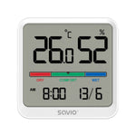 Senzor de temperatură și umiditate, pentru uz interior, ecran LCD, ceas, dată, suport magnetic, CT-01/W Alb