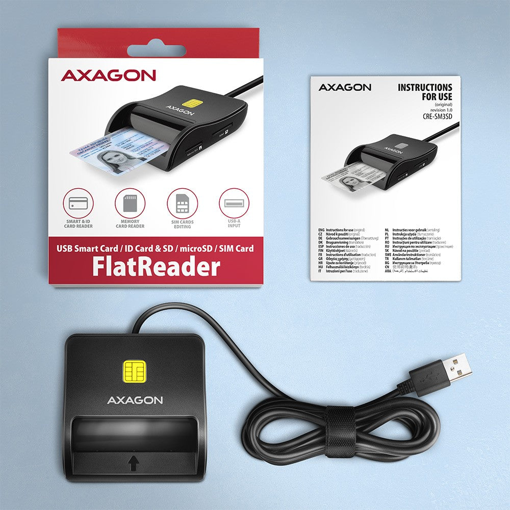 Cititor de carduri de identitate și card SD/microSD/SIM USB CRE-SM3SD