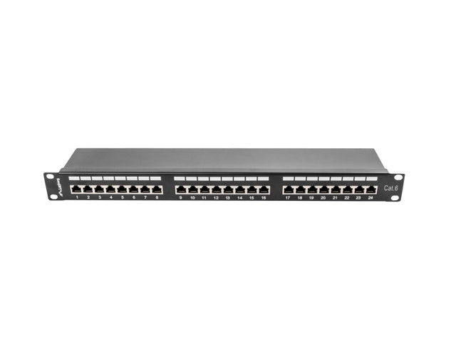 Patch Panel 24 Porturi 1U Cat.6 Negru Ecranat