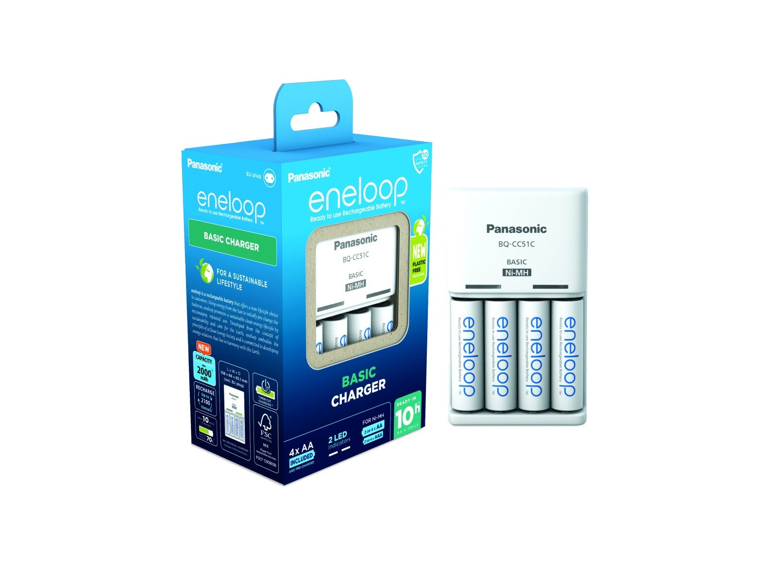 Încărcător Eneloop Basic BQCC51 + AA 4 buc.