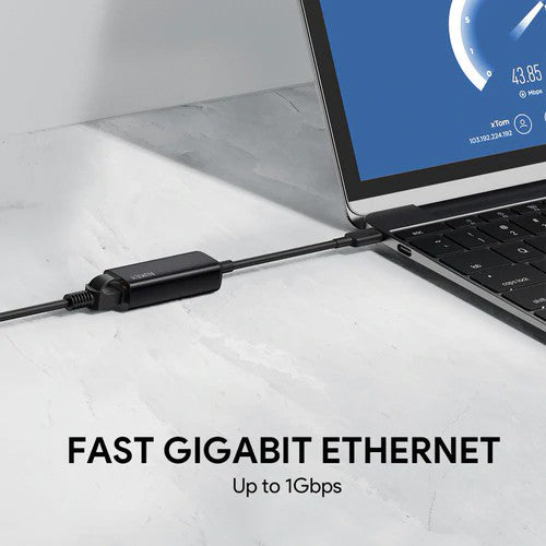 Adaptor de rețea Gigabit USB-C din aluminiu CB-A30 10/100/1000 Mbps RJ45 | 1 Gbps | USB 3.0 Tip C | LED-uri