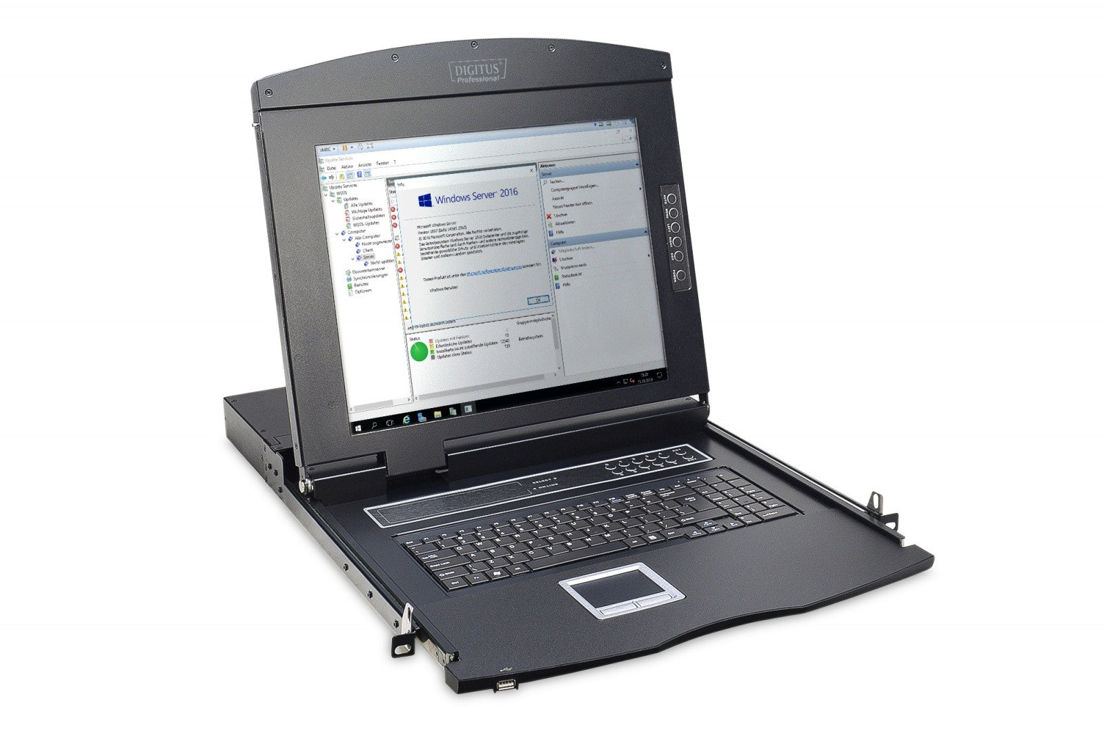 Consolă LCD cu 17 porturi KVM cu touchpad, set de cabluri 1U (8xDS-19231), tastatură SUA