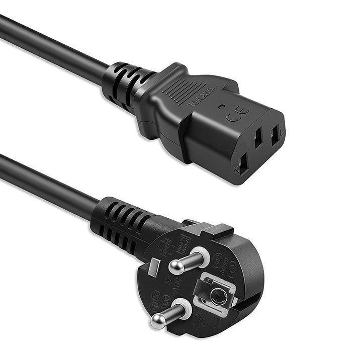 Cablu de alimentare | Ștecher unghiular SCHUKO CEE 7/7 (E/F) | IEC C13 | 3x0.75mm2 | Cupru pur Cu | 2m