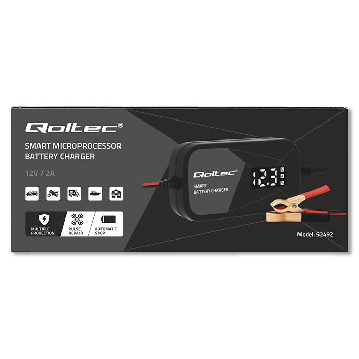 Încărcător inteligent cu microprocesor 12V | 2A | Redresor cu funcție de regenerare a celulelor pentru baterii AGM cu gel | LCD
