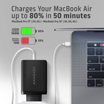 Încărcător de perete ACU-DPQ100 GaN 100W, 3 porturi (USB-A + USB-C dual) PD3.0/QC4+/PPS/Apple Negru