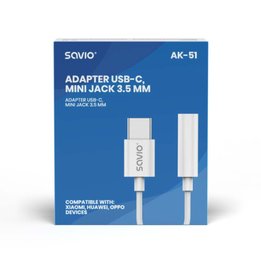 Adaptor USB-C - Mini Jack 3,5mm, Xiaomi, Huawei, Oppo, AK-51