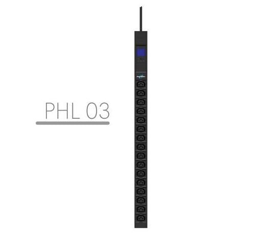 Prelungitor rackabil 19" 10A 16x IEC C13 3M IEC C14, metru vertical, negru
