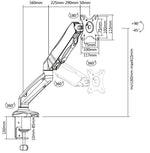 Suport monitor cu arc pe gaz TB-MG1 până la 27 inch 8 kg