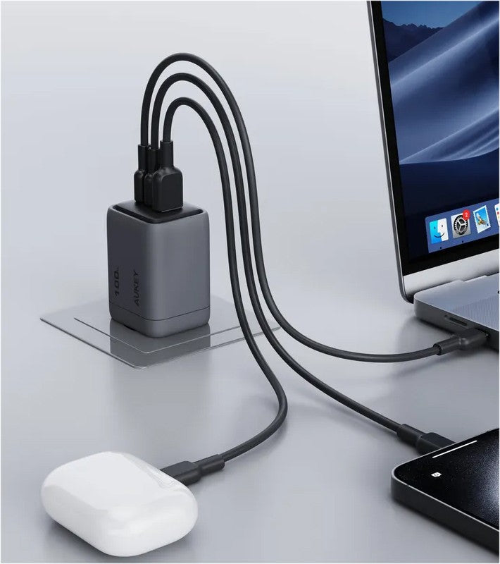 Încărcător de perete PA-C5 3xUSB (2xUSB-C și 1xUSB-A) 100W 5A QC5.0 PD3.0 AFC PPS FCP SCP