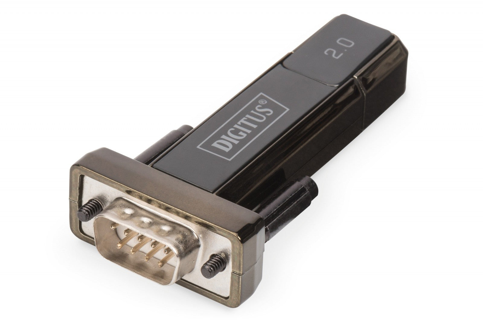 Convertor/adaptor USB-A 2.0 mascul la RS232 (DB9) mascul | Chipset Prolific PL2303GT | Montare cu șuruburi | cu cablu suplimentar de 0,8 m