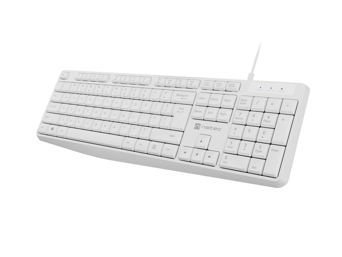 Tastatură Nautilus US Slim, albă, 1,8 m