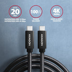 BUCM32-CM05AB Cablu USB-C - USB-C 3.2 Gen 2 0.5m, PD 100W, 5A, 4K HD, ALU, Împletit, Negru