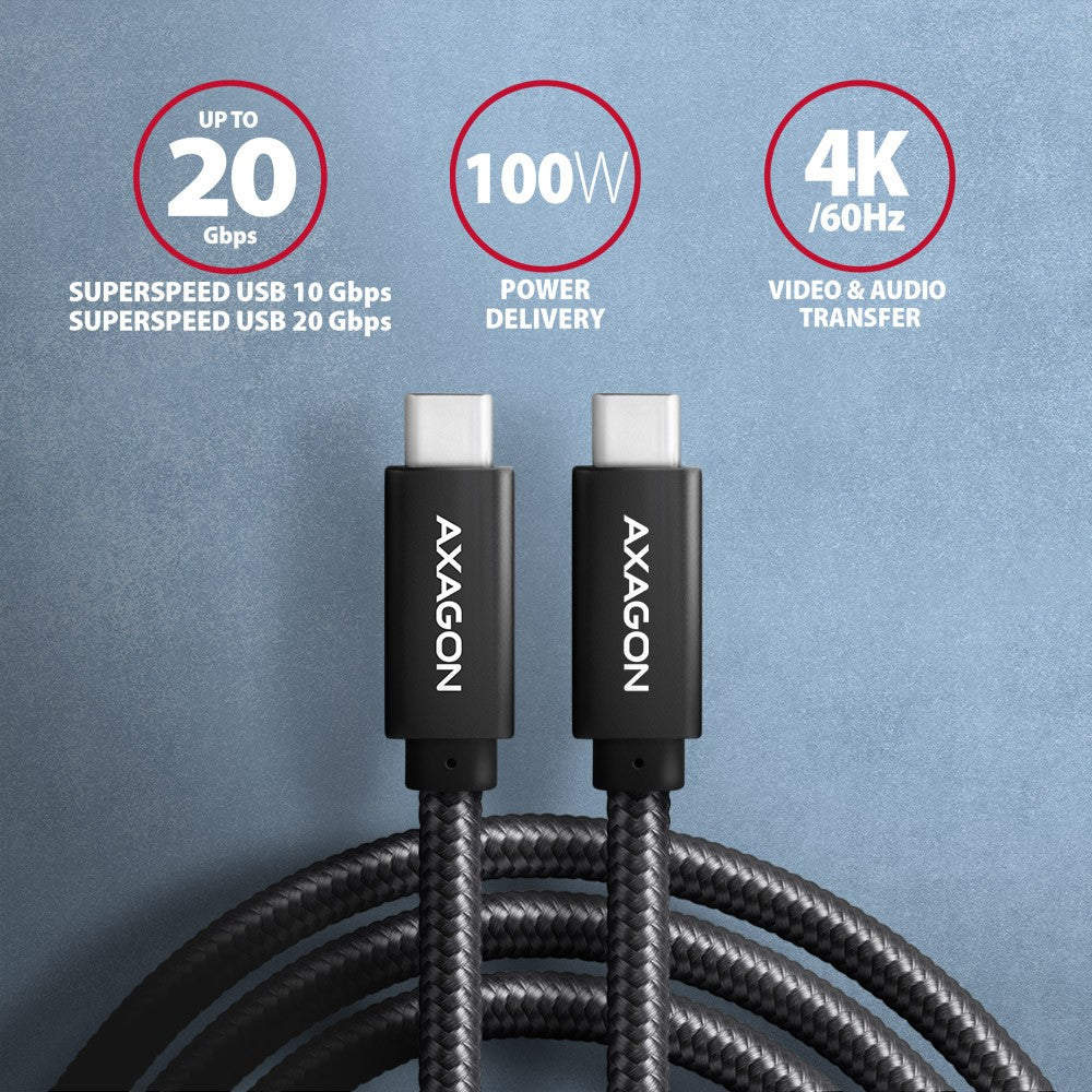 BUCM32-CM05AB Cablu USB-C - USB-C 3.2 Gen 2 0.5m, PD 100W, 5A, 4K HD, ALU, Împletit, Negru