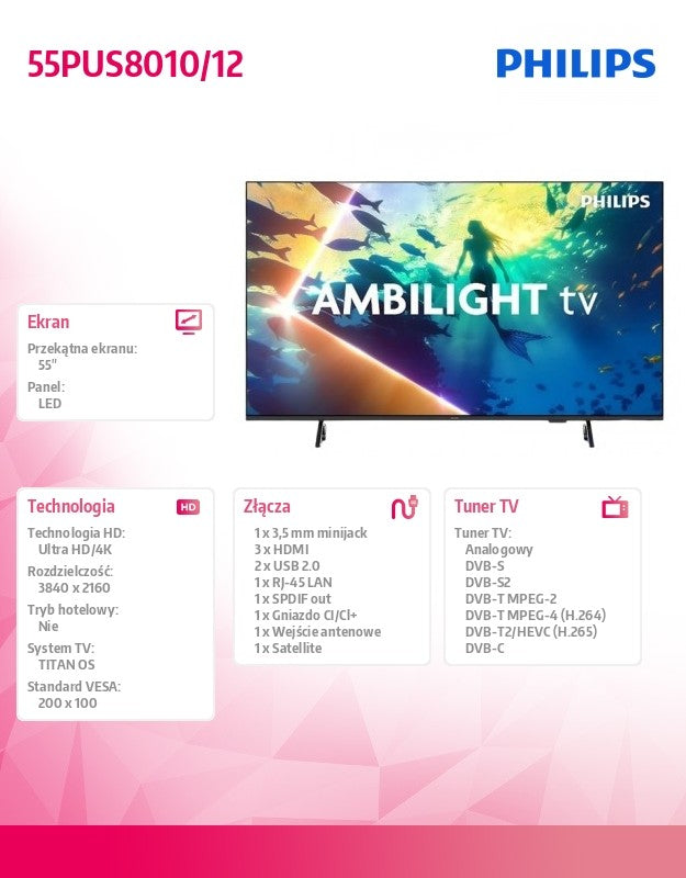 Televizor LED 55Cali 55PUS8010/12