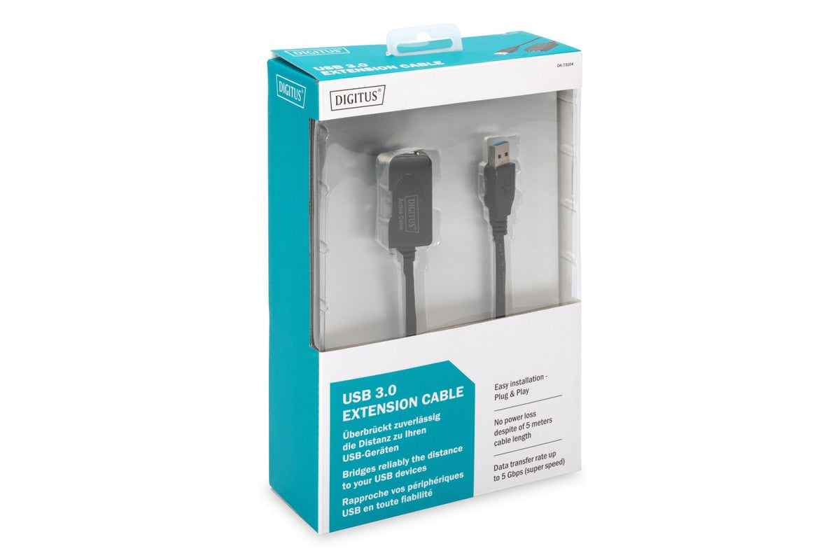 Cablu prelungitor USB 3.0 SuperSpeed ​​tip USB A/USB A M/F activ, negru 5m