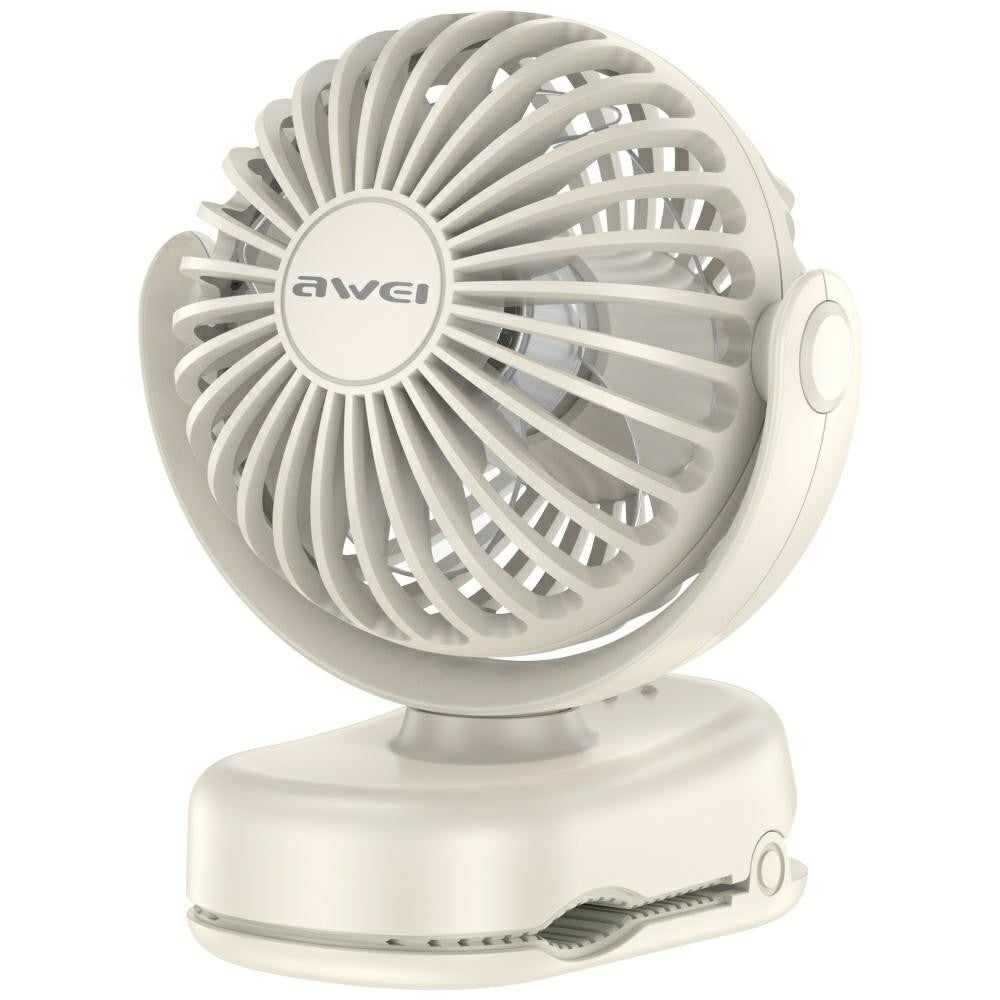 Mini ventilator de birou F45 cu clips 1200mAh alb