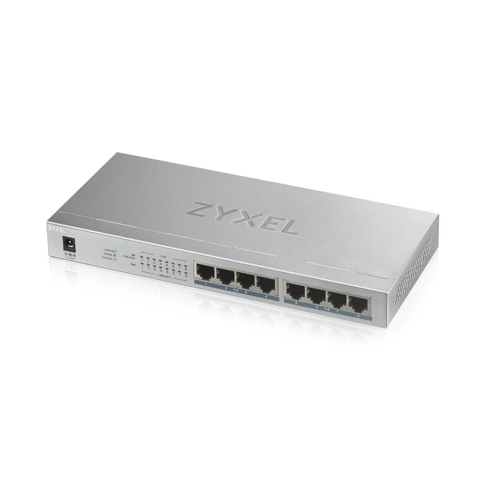 Switch desktop negestionat GS1008-HP Gigabit PoE+ cu 8 porturi, 60W