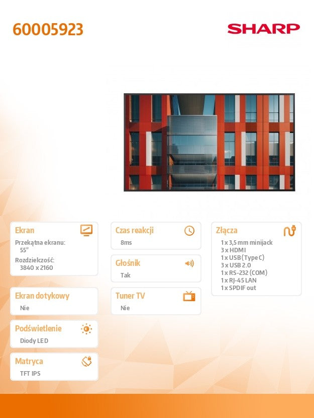 Monitor de format mare MultiSync ME552, 55 de inci, 450cd/m2, 18/7