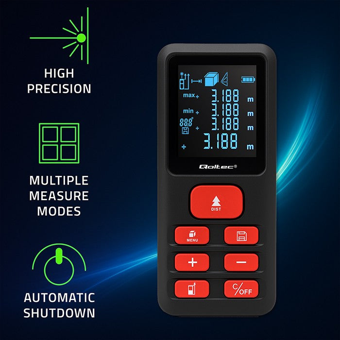 Telemetru laser digital | LCD iluminat din spate | 50 m