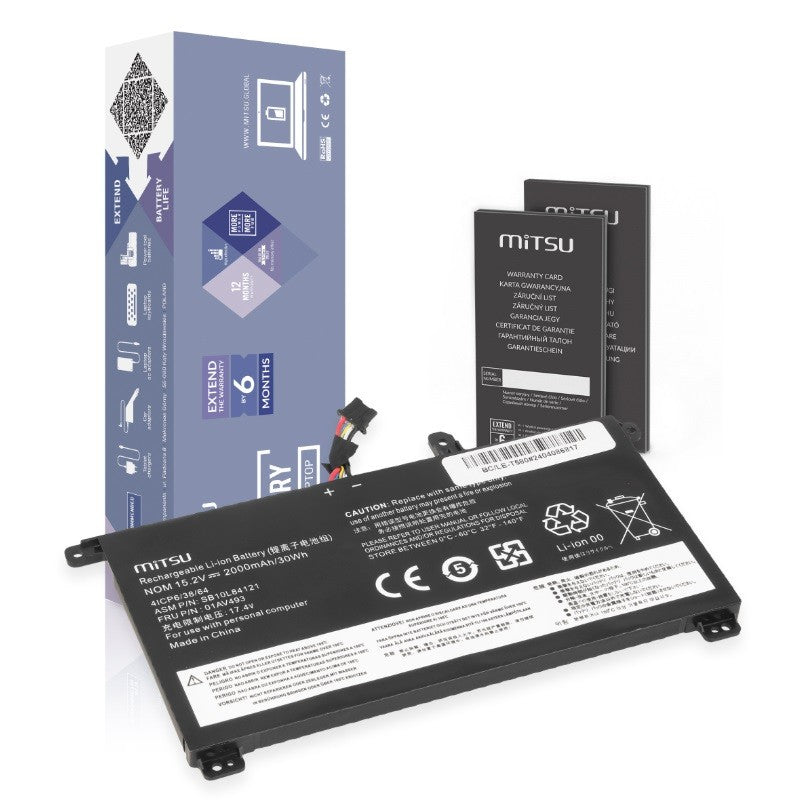 Baterie 01AV493 pentru Lenovo ThinkPad T570 T580 P51S 2000 mAh (30 Wh) 15.2V