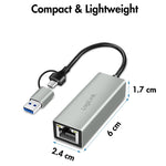 Adaptor USB-C la Gigabit Ethernet + USB