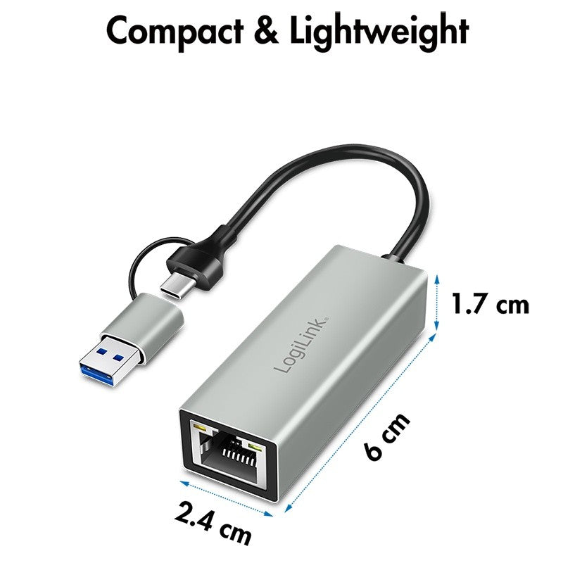 Adaptor USB-C la Gigabit Ethernet + USB