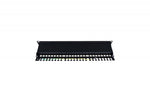Patch panel 19'' 24x RJ45, cat.6, ecranat, nivel LSA, ghidaj cablu, câmpuri de etichetare, 1U, negru (complet)