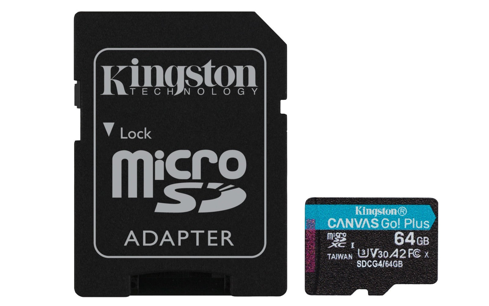 Card de memorie microSD CanvasGo! Plus A2 U3 V30 de 64 GB, 200 MB/s, + adaptor