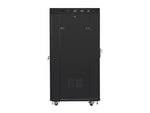 Dulap rack negru de podea 19" 27U 600x800, ușă LCD din sticlă (pachet complet)
