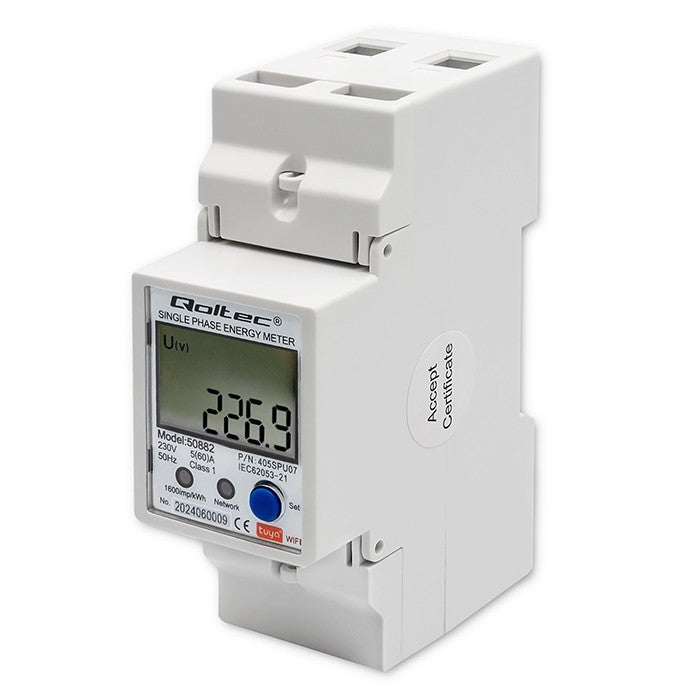 Contor electronic monofazat | Contor de energie pe șină DIN | 230V | LCD | Wi-Fi