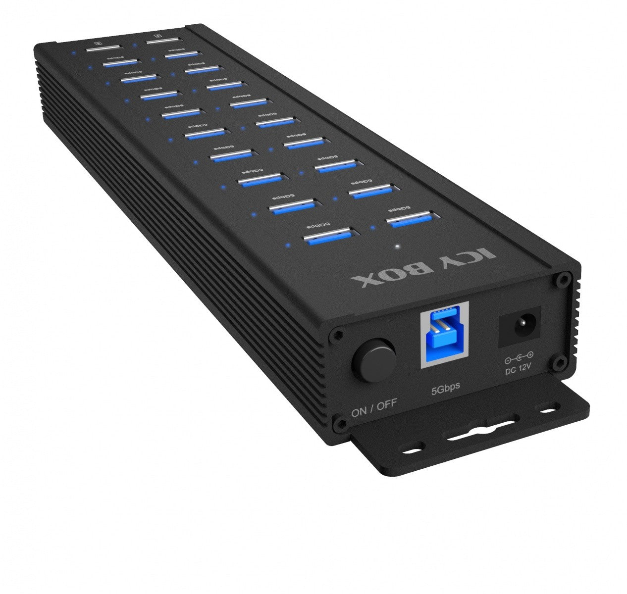 Hub IB-HUB1720-U3 cu 20 de porturi, sursă de alimentare de 96 wați, 18 porturi USB-A, 2 porturi USB de încărcare