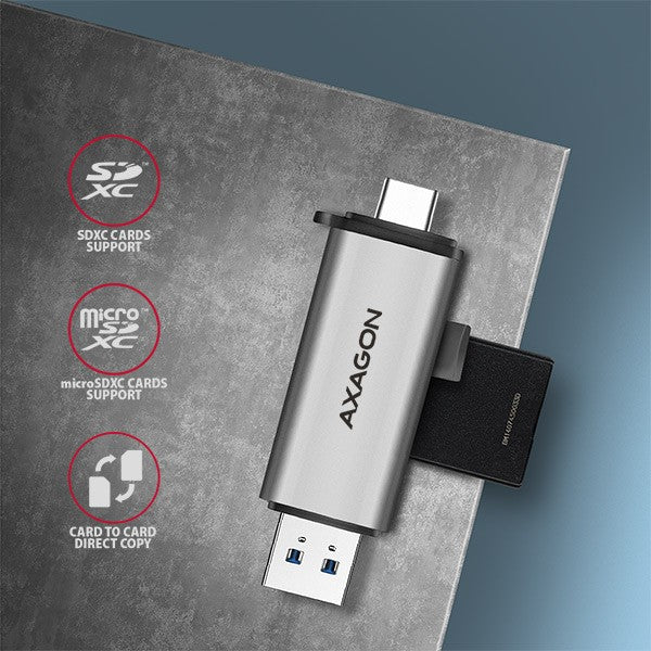 Cititor de carduri extern CRE-SAC USB 3.2 Gen 1 Tip-C + Tip-A SD/microSD